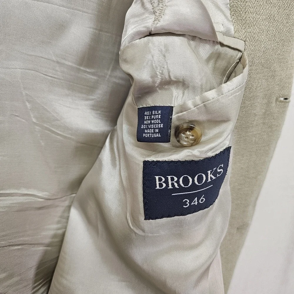 Brooks Brothers 346 Men's 50L Blazer Tan Wool Silk Blend Sport Coat Vtg Luxury‎